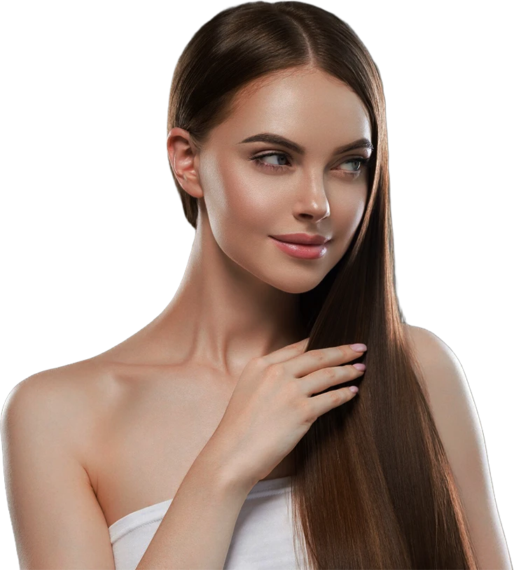 Beautiful long hair brunette woman with hairstyle