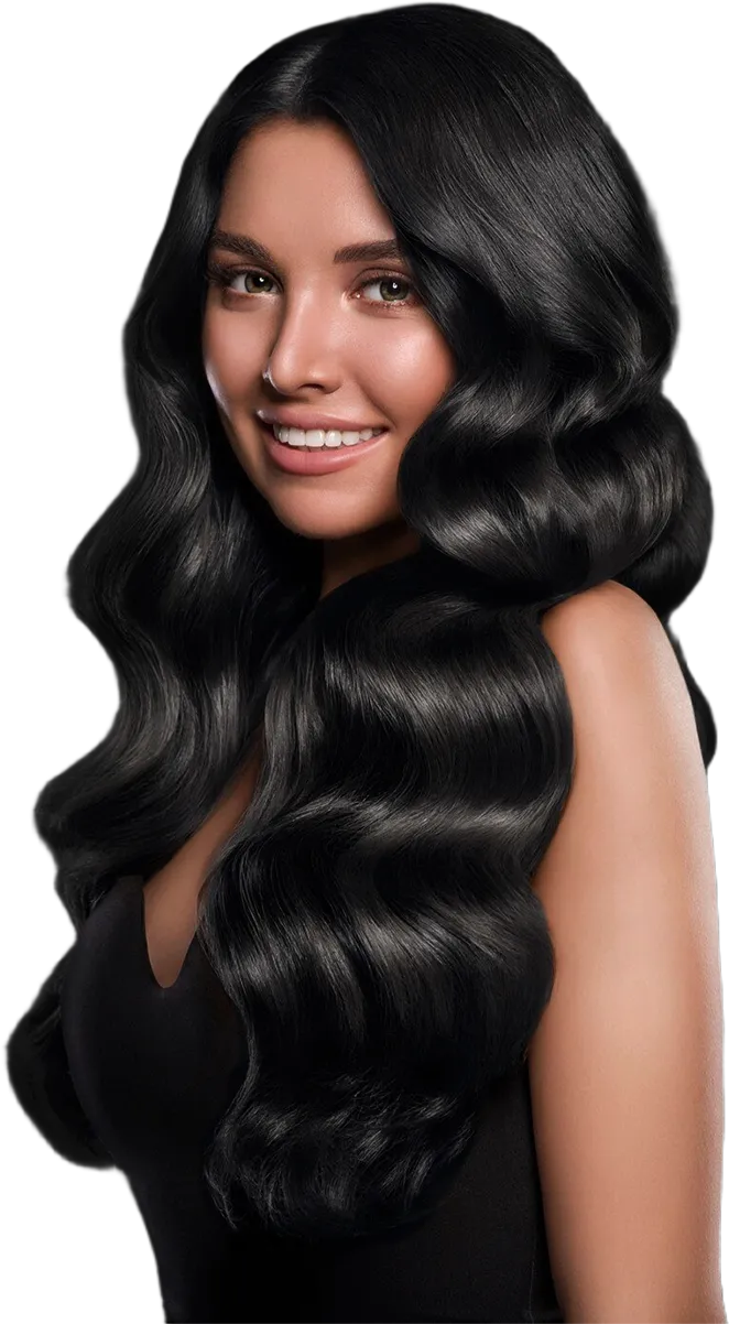 Black hair woman long curly beautify cosmetic concept